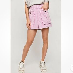 Free People West Coast Wash Mini Skirt Burgundy Road Size  Pink Women's